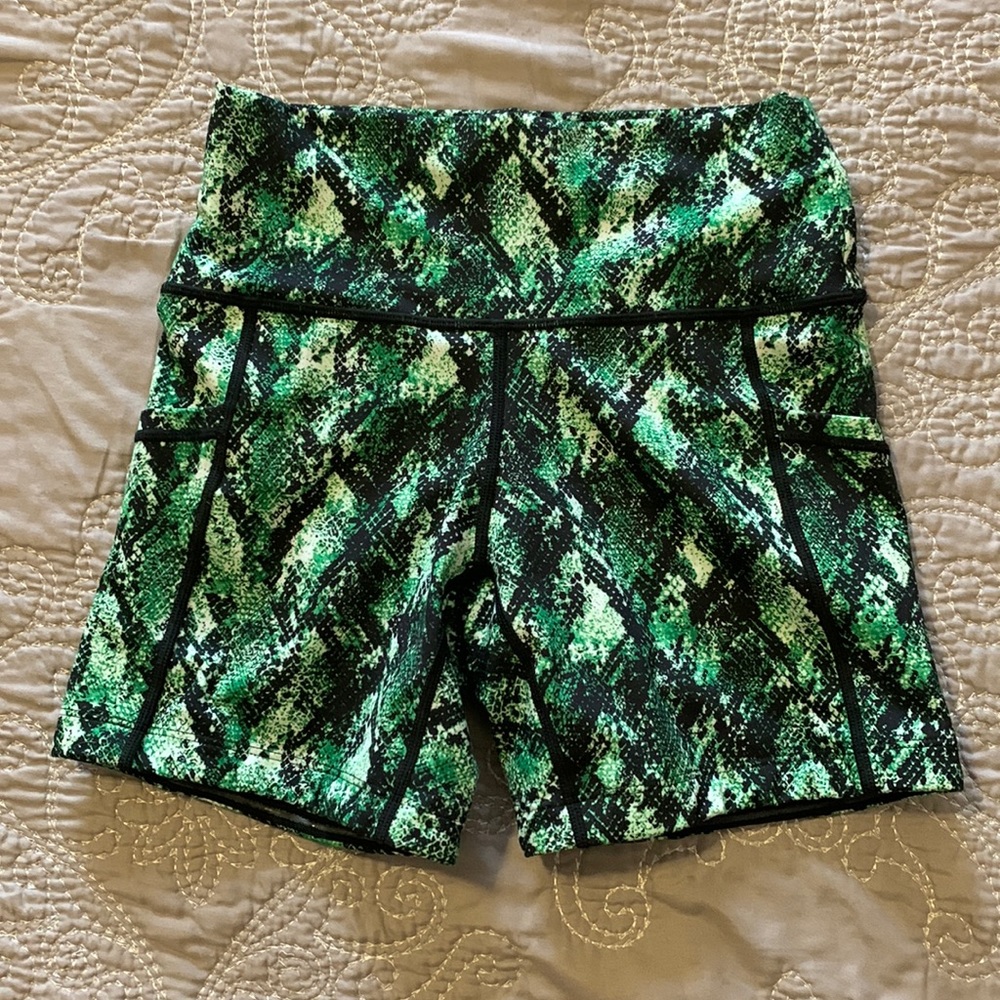 Green Snakeskin print CVG shorts